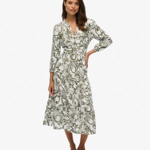 Woven Tiered Midi Dress