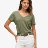 Slub Embroidered V-Neck T-Shirt