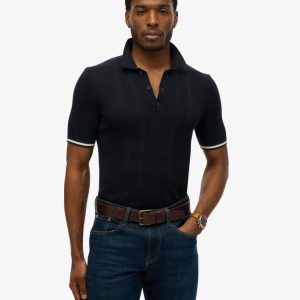 Knitted Texture Short Sleeve Polo Shirt