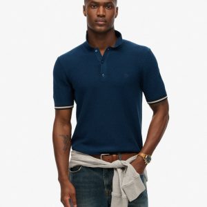Knitted Texture Short Sleeve Polo Shirt