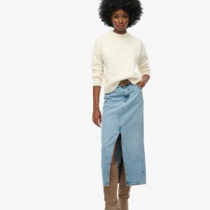 Denim Split Maxi Skirt