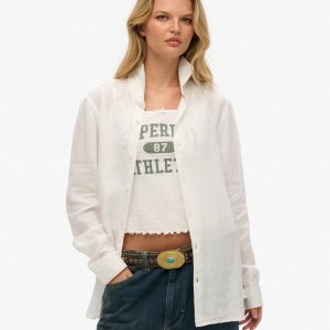 Oversized Embroidered Vacation Linen Shirt