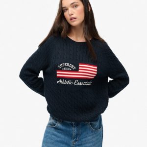 Slouchy Cable Flag Knit Jumper