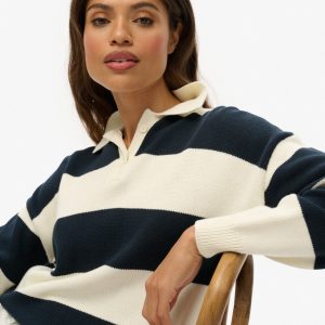 Slouchy Striped Rugby Knitted Jumper