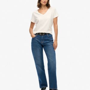 Organic Cotton Mid Rise Straight Jeans