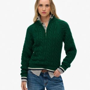 Slim Cable Half Zip Knit Jumper