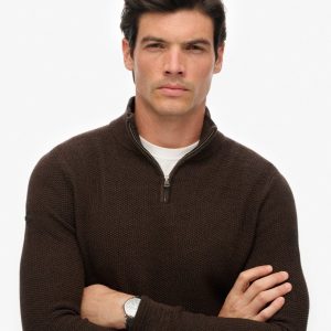 Cotton Texture Half-Zip Jumper