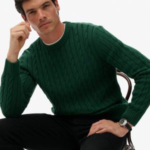 Cotton Cable Knit Crew Jumper