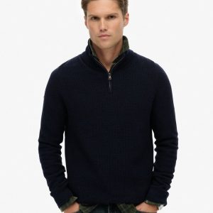Cotton Texture Half-Zip Jumper
