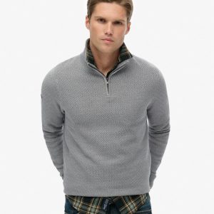 Cotton Texture Half-Zip Jumper