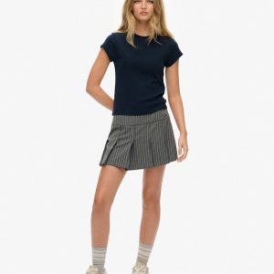 Pinstripe Pleat Mini Skirt