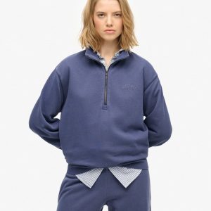 Essential Logo Garment Dye Half Zip Jumper