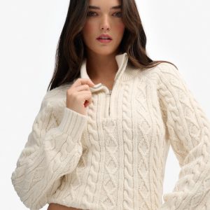 Slim Cable Half Zip Knit Jumper