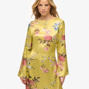 Jacquard Flare Sleeve Mini Dress