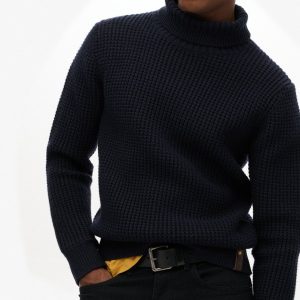 The Merchant Store - Textured Roll Neck Jumper