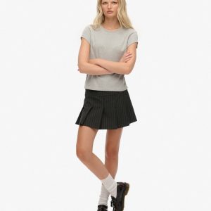 Pinstripe Pleat Mini Skirt